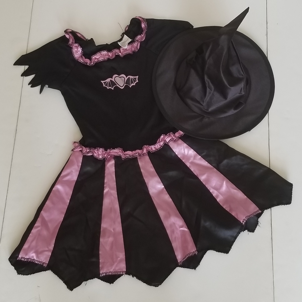Girls Witch Dress Costume & Hat Size 4-6